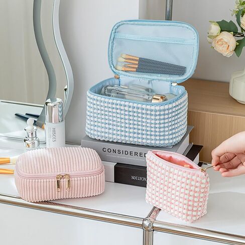 Women's Makeup Bag, Velvet Corduroy Makeup Bag, Elegant Clutch, Lipstick Organizer, Suitable for Travel, Parties, and Everyday Use. in Saudi Arabia
