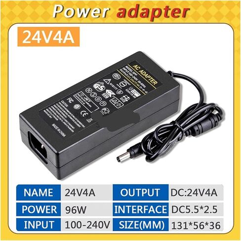 Power Adapter AC 100-240V to DC 24V 4A Switching Transformer Jack 5.5mm X 2.5mm(EU Plug) in Saudi Arabia