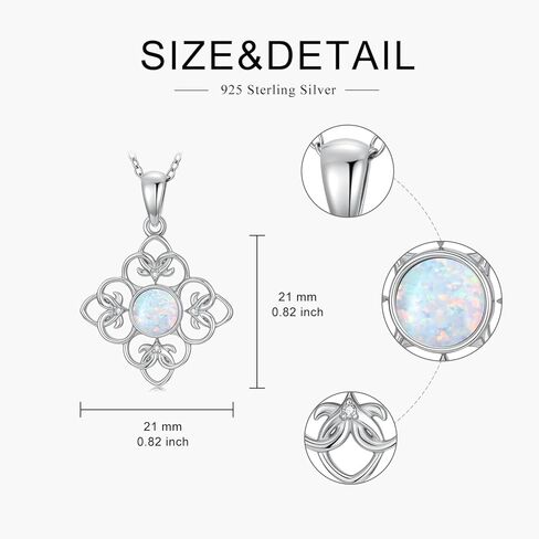 أوبال مع قلادة الماس 925 الفضة الاسترليني جولة أكتوبر أكتوبر الحجر الأحجار الكريمة القلادة هدية مجوهرات للنساء للنساء in Kuwait