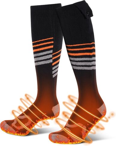 جوارب حرارية للرجال والنساء، قابلة لإعادة الشحن، قابلة للغسل، بطارية 6000 مللي أمبير في الساعة، جوارب حرارية شتوية مع 4 مستويات تسخين للصيد والتخييم والمشي لمسافات طويلة والتزلج وصيد الأسماك وركوب الدراجات والعمل في الهواء الطلق in Kuwait