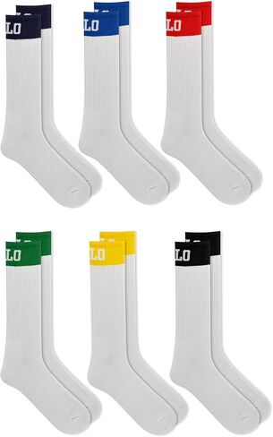 POLO RALPH LAUREN 6-Pack Men's Marled Athletic Crew Socks, Charcoal,10-13 in Saudi Arabia