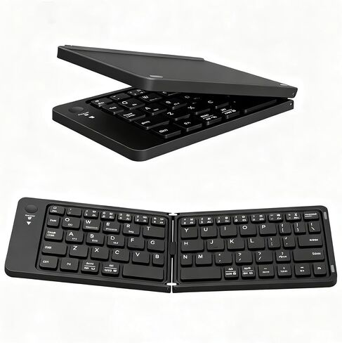 QUARK Foldable Compact Keyboard, Portable Bluetooth Keyboard, Wireless Pocket-Sized Travel Keyboards for iPad, iPhone, for Mac for iOS for Android for Windows,Tablet and Laptop,Black (Black) in Saudi Arabia