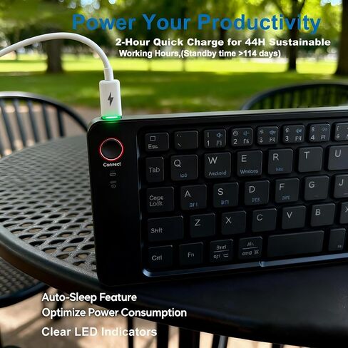 QUARK Foldable Compact Keyboard, Portable Bluetooth Keyboard, Wireless Pocket-Sized Travel Keyboards for iPad, iPhone, for Mac for iOS for Android for Windows,Tablet and Laptop,Black (Black) in Saudi Arabia