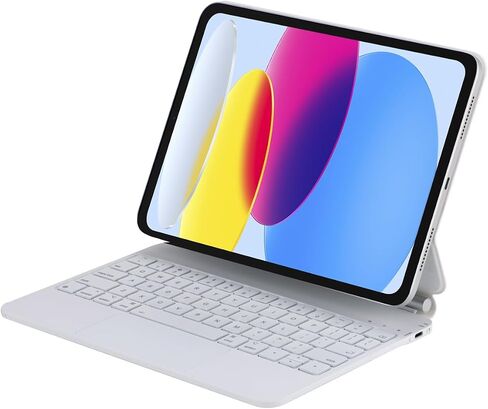 لوحة مفاتيح InUnion Magic لجهاز iPad الجيل العاشر (2022) والجيل الحادي عشر (A16، 2025)، حافظة لوحة مفاتيح مغناطيسية بلوتوث مع لوحة تحكم، شحن USB، إضاءة خلفية (أبيض) in Kuwait