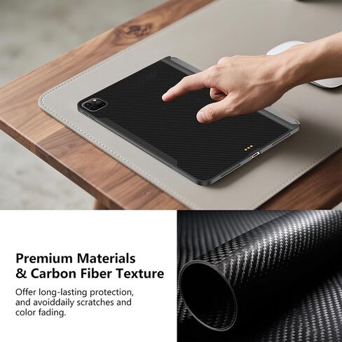 حافظة مغناطيسية رفيعة لجهاز iPad Pro/iPad Air 11 بوصة (M2/M3)، غطاء رفيع للغاية وخفيف الوزن من ألياف الكربون، متوافق مع لوحة المفاتيح السحرية ويدعم Apple Pencil 2 الشحن اللاسلكي in Kuwait