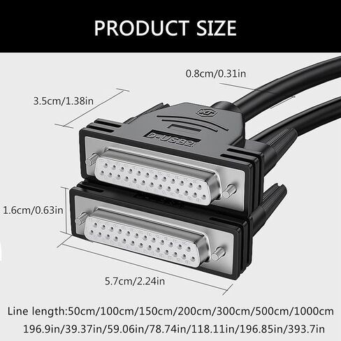 سلك بيانات DB25 كابل تمديد ذكر وأنثى 26AWG طابعة مقاومة للحرارة كابل تمديد سلك بيانات الكمبيوتر كابل بيانات طابعة الكمبيوتر in Kuwait