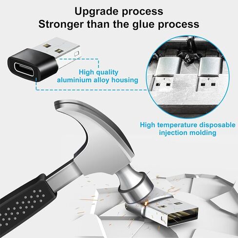 USB to USB C Adapter 2 Pack, USB C Female to USB Male Adapter Type C Converter for iPhone 17 16 15 Series, for iWatch Watch 11 10, Galaxy S20-S25 Series, Pixel, Car, Laptop, Charger, Black in Saudi Arabia