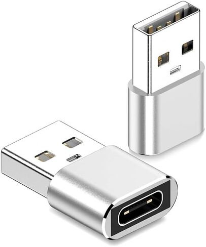 USB to USB C Adapter 2 Pack, USB C Female to USB Male Adapter Type C Converter for iPhone 17 16 15 Series, for iWatch Watch 11 10, Galaxy S20-S25 Series, Pixel, Car, Laptop, Charger, Black in Saudi Arabia