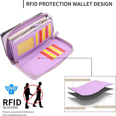 Compatible for iPhone 17 Pro Max Phone Case Crossbody Wallet,Detachable Magnetic,Card Holder,Wrist Lanyard Strap,Zipper Wallet Case for Men Women.PurpleFlower in Saudi Arabia