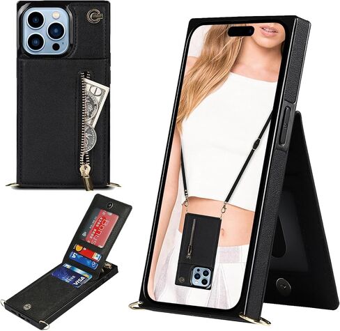 CCSmall for Apple iPhone 17 Pro Max Crossbody Wallet Case with Card Holder, Zipper Crossbody Case for Women Purse Shoulder Strap Lanyard Phone Cover for iPhone 17 Pro Max ZP Black in Saudi Arabia