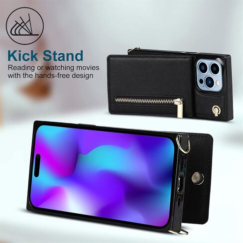 CCSmall for Apple iPhone 17 Pro Max Crossbody Wallet Case with Card Holder, Zipper Crossbody Case for Women Purse Shoulder Strap Lanyard Phone Cover for iPhone 17 Pro Max ZP Black in Saudi Arabia