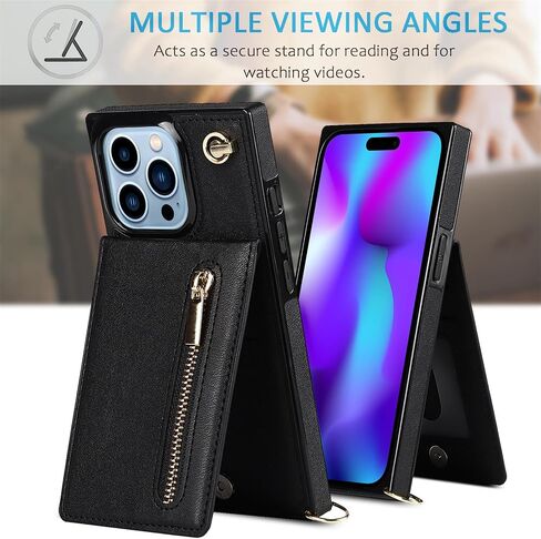 CCSmall for Apple iPhone 17 Pro Max Crossbody Wallet Case with Card Holder, Zipper Crossbody Case for Women Purse Shoulder Strap Lanyard Phone Cover for iPhone 17 Pro Max ZP Black in Saudi Arabia