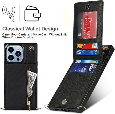 CCSmall for Apple iPhone 17 Pro Max Crossbody Wallet Case with Card Holder, Zipper Crossbody Case for Women Purse Shoulder Strap Lanyard Phone Cover for iPhone 17 Pro Max ZP Black in Saudi Arabia