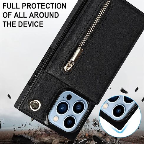 CCSmall for Apple iPhone 17 Pro Max Crossbody Wallet Case with Card Holder, Zipper Crossbody Case for Women Purse Shoulder Strap Lanyard Phone Cover for iPhone 17 Pro Max ZP Black in Saudi Arabia