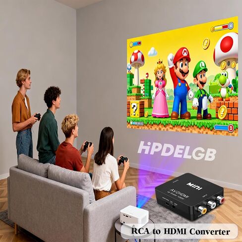 RCA to HDMI Converter, 1080P Mini RCA Composite CVBS AV to HDMI Video Audio Converter Adapter for PC Xbox PS4 PS3 VHS VCR DVD TV STB Support PAL/NTSC with USB Power Cable in Saudi Arabia