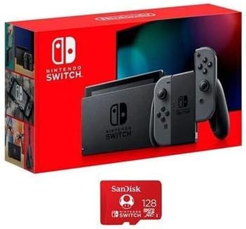 Nintendo 32GB Switch with Gray Joy-Con Controllers - with SanDisk 128GB UHS-I microSDXC Memory Card for The Switch (Renewed) in Saudi Arabia
