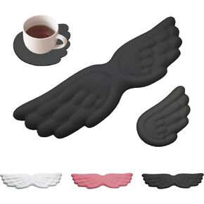Angel Wing Wrist Rest,Cute Wrist Rest for Keyboard and Mouse,Hand Rests Set Include Ergonomic Keyboard & Mouse Hand Rest and Coaster,Filled Resilient Memory Foam,for Work,Study,Gaming (White) in Saudi Arabia