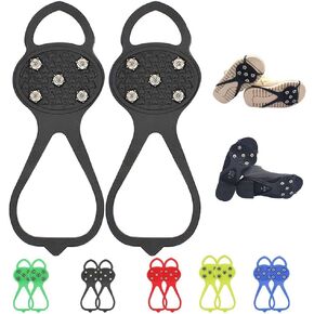 مسامير عالمية غير قابلة للانزلاق، 2025 مقابض أحذية جديدة للجر مع 5 مسامير فولاذية للأسنان، قبضة فائقة للثلج الجليدي سيليكون مضاد للانزلاق للرياضات الجليدية in Kuwait