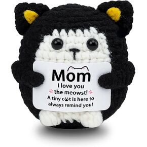 Cheer Black Cat Positive Crochet Animals Cat Lovers Gifts for Women Men Friends Mom Daughter Son Emotional Support Crochet Long Distance Relationship Gifts for Graduation Birthday Halloween Christmas in Kuwait