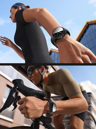 حافظة واقية صلبة من البولي كربونات مقاس 45 ملم لساعة Google Pixel Watch 4 مع واقي شاشة من الزجاج المقوى، وشحن ملائم للحافظة - أسود in Saudi Arabia