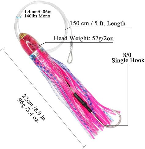 VIKETECH 9’’ 3.5oz Resin Saltwater Trolling Lure Big Game Fishing Lure for Tuna Marlin Mahi Mahi Wahoo Deep Sea Offshore Lures Included Mesh Bag in Saudi Arabia