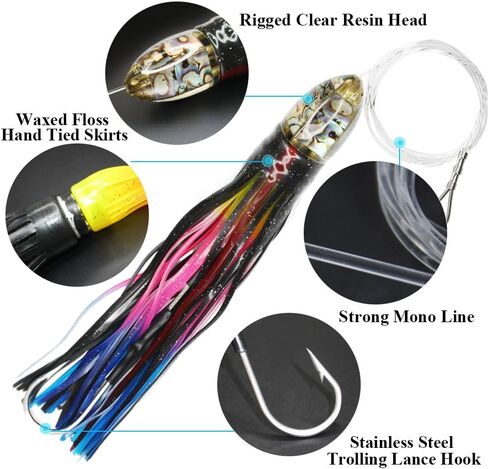 VIKETECH 9’’ 3.5oz Resin Saltwater Trolling Lure Big Game Fishing Lure for Tuna Marlin Mahi Mahi Wahoo Deep Sea Offshore Lures Included Mesh Bag in Saudi Arabia