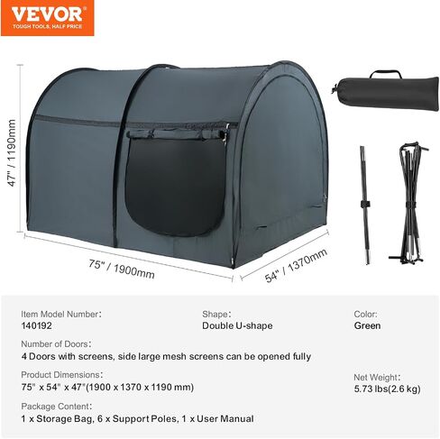 VEVOR Bed Tent, 75" x 54" x 47" Full Size 4 Doors Block Out Light Sleeping Bed Canopy Breathable Dream Tent with 0.28 in Fiber Poles on Bed Privacy for Kids and Adult Indoor Sleeping in Saudi Arabia