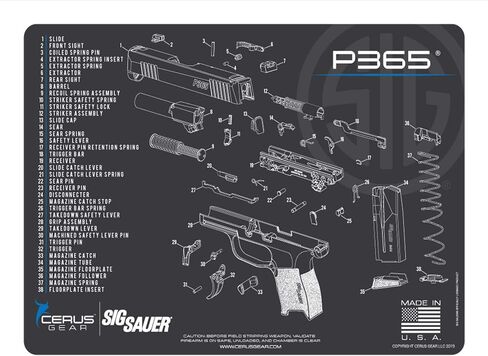 سجادة تنظيف الأسلحة EDOG P365 - مخطط تخطيطي (عرض متفجر) متوافق مع مسدس سلسلة Sig Sauer P365 وسادة مبطنة 3 مم تحمي أسطح مقاعد مجلات الأسلحة النارية الخاصة بك مقاومة لمذيبات الزيت in Kuwait