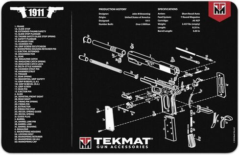 TekMat Original 11" x 17" - 1/8" Thick Oil Resistant Non-Slip Waterproof Scratchproof Washable Handgun Maintenance & Cleaning Mat for use with 1911 | 1911 in Saudi Arabia