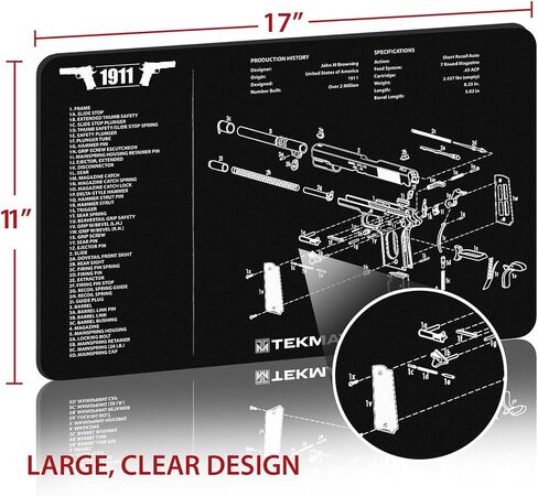 TekMat Original 11" x 17" - 1/8" Thick Oil Resistant Non-Slip Waterproof Scratchproof Washable Handgun Maintenance & Cleaning Mat for use with 1911 | 1911 in Saudi Arabia