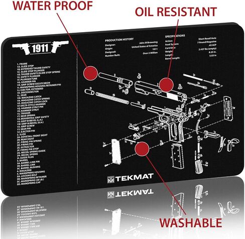 TekMat Original 11" x 17" - 1/8" Thick Oil Resistant Non-Slip Waterproof Scratchproof Washable Handgun Maintenance & Cleaning Mat for use with 1911 | 1911 in Saudi Arabia