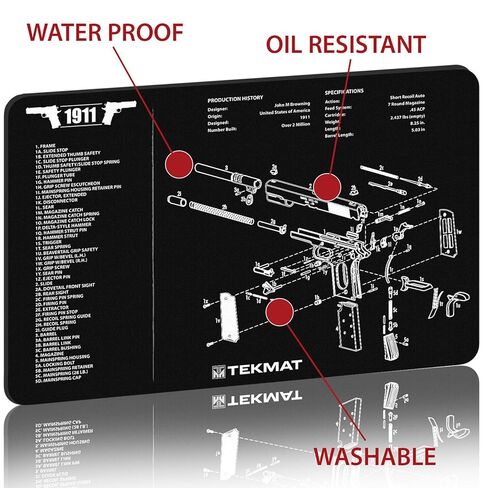 TekMat Original 11" x 17" - 1/8" Thick Oil Resistant Non-Slip Waterproof Scratchproof Washable Handgun Maintenance & Cleaning Mat for use with 1911 | 1911 in Kuwait