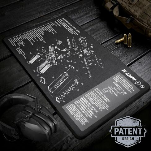 Gun Cleaning Mat for Glock - Thick 6mm Protection, Leak-Proof Surface, Gunsmith Mat with Detailed Parts Diagram,Pistol Mat for Easy Storage，Gun Mat Black in Saudi Arabia