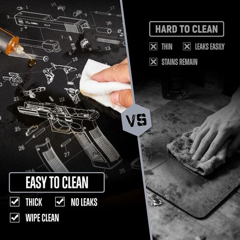 Gun Cleaning Mat for Glock - Thick 6mm Protection, Leak-Proof Surface, Gunsmith Mat with Detailed Parts Diagram,Pistol Mat for Easy Storage，Gun Mat Black in Saudi Arabia