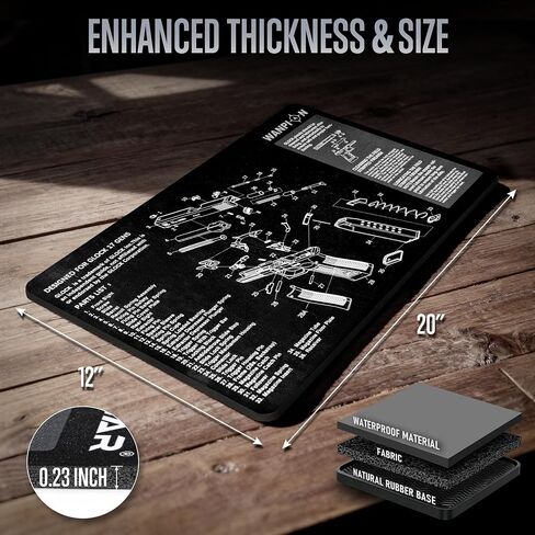 Gun Cleaning Mat for Glock - Thick 6mm Protection, Leak-Proof Surface, Gunsmith Mat with Detailed Parts Diagram,Pistol Mat for Easy Storage，Gun Mat Black in Saudi Arabia