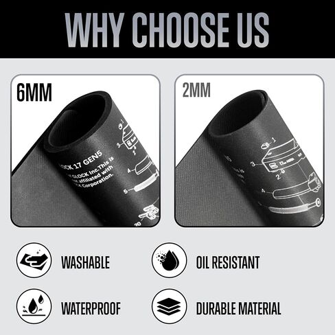 Gun Cleaning Mat for Glock - Thick 6mm Protection, Leak-Proof Surface, Gunsmith Mat with Detailed Parts Diagram,Pistol Mat for Easy Storage，Gun Mat Black in Saudi Arabia