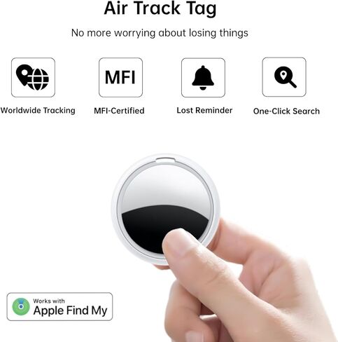 علامات تعقب الهواء - عبوتان - جهاز تعقب بلوتوث معتمد من Apple MFi (iOS فقط) وبطارية تدوم 365 يومًا ومحدد موقع العناصر المقاوم للماء للمفاتيح والمحفظة والأمتعة وحقيبة الظهر والحيوانات الأليفة مع حقيبة واقية وحبل قصير in Saudi Arabia