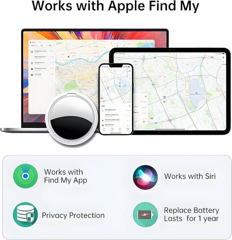 علامات تعقب الهواء - عبوتان - جهاز تعقب بلوتوث معتمد من Apple MFi (iOS فقط) وبطارية تدوم 365 يومًا ومحدد موقع العناصر المقاوم للماء للمفاتيح والمحفظة والأمتعة وحقيبة الظهر والحيوانات الأليفة مع حقيبة واقية وحبل قصير in Saudi Arabia
