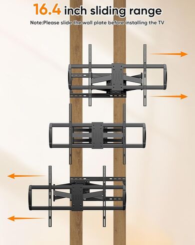 Extra Long Arm Sliding TV Wall Mount with 43inch Extension, Heavy Duty Full Motion TV Mount for Extra Large 85, 90, 98, 100, 120" Screens up to 299 lbs, Max VESA 900x600mm, 16-24" Stud Wall in Saudi Arabia