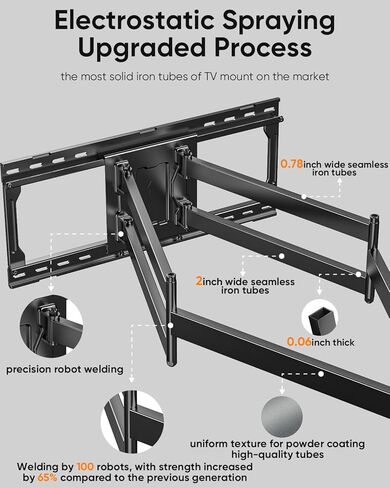 Extra Long Arm Sliding TV Wall Mount with 43inch Extension, Heavy Duty Full Motion TV Mount for Extra Large 85, 90, 98, 100, 120" Screens up to 299 lbs, Max VESA 900x600mm, 16-24" Stud Wall in Saudi Arabia