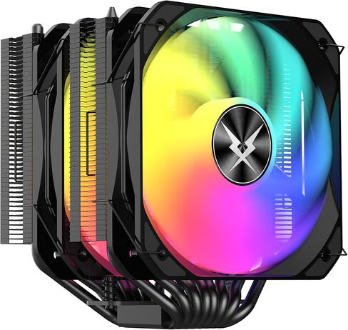 مبرد هواء وحدة المعالجة المركزية RUIX GT820، 8 أنابيب حرارية، برج مزدوج، مروحة PWM 130 مم، 240 وات TDP، لـ AMD AM4 AM5/Intel LGA 1851/1700/1200/115X، أسود - بدون ضوء in Kuwait