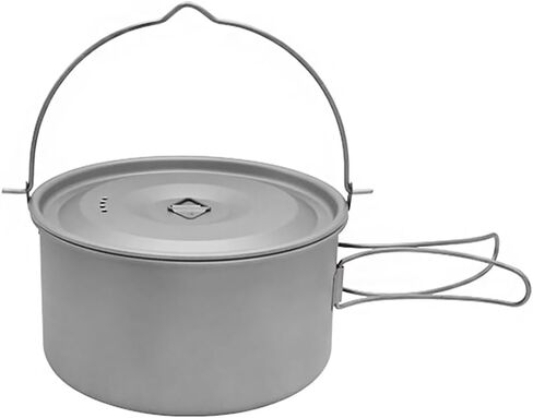أدوات المطبخ 1.8L/3L وعاء التيتانيوم وعاء معلق خفيف مع غطاء ومقبض قابل للطي في الهواء الطلق التخييم التنزه الظهر نزهة in Kuwait