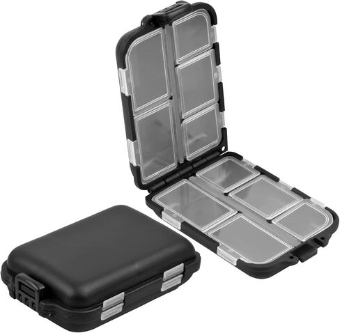 2Pcs 10-Compartment Plastic Tackle Boxes, Waterproof Fishing Lure Containers (Black) in Saudi Arabia