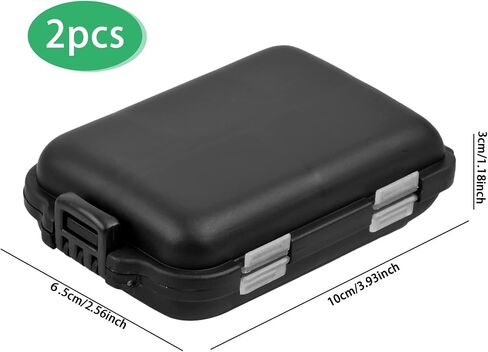 2Pcs 10-Compartment Plastic Tackle Boxes, Waterproof Fishing Lure Containers (Black) in Saudi Arabia