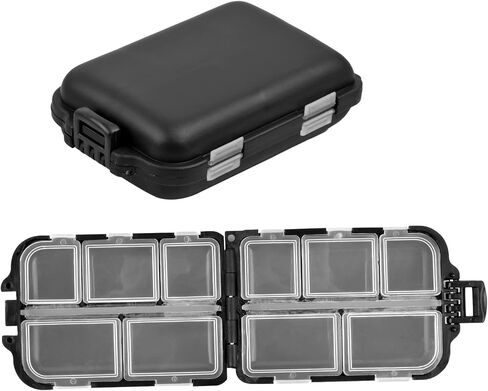 2Pcs 10-Compartment Plastic Tackle Boxes, Waterproof Fishing Lure Containers (Black) in Saudi Arabia