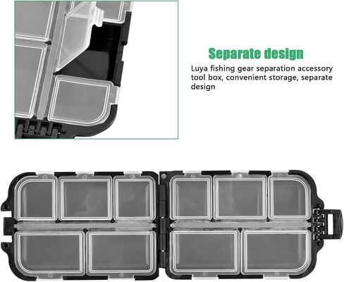 2Pcs 10-Compartment Plastic Tackle Boxes, Waterproof Fishing Lure Containers (Black) in Saudi Arabia