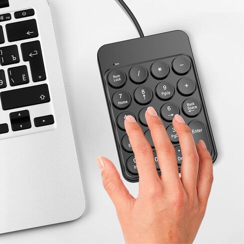 USB Wired Number Pad, 19 Key Numeric Keypad with Round Keycaps, Anti Slip Base, Ergonomic Design for Tax Accountant Calculate Office Travel Home in Saudi Arabia