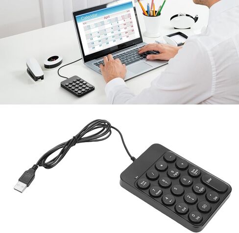 USB Wired Number Pad, 19 Key Numeric Keypad with Round Keycaps, Anti Slip Base, Ergonomic Design for Tax Accountant Calculate Office Travel Home in Saudi Arabia