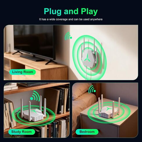 موسع نطاق واي فاي AC1200، مكرر واي فاي USB ثنائي النطاق 5 جيجا هرتز/2.4 جيجا هرتز مع 3 أوضاع ومنفذي إيثرنت يغطي مساحة تصل إلى 12000 قدم مربع، معزز إشارة الإنترنت EX004 للمنزل بأكمله، التوصيل والتشغيل (أبيض) in Kuwait
