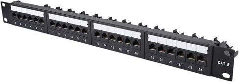 لوحة توصيل WALFRONT ذات 24 منفذًا، فولاذ مطلي بالذهب، محور إيثرنت CAT6 عالي السرعة، حامل قابل للتركيب لإعداد الخادم والشبكة in Saudi Arabia